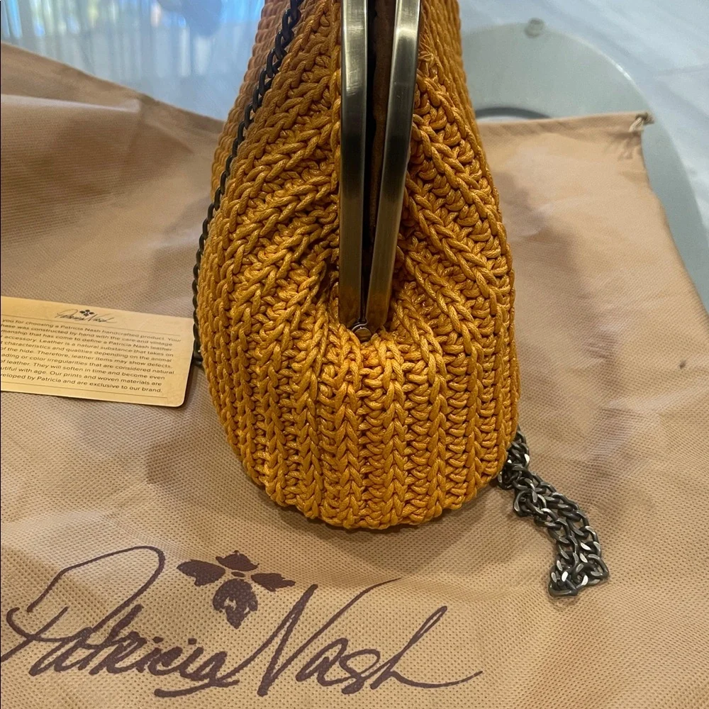 Patricia Nash Mustard Knit Mini Bag with Chain - Picture 7 of 7